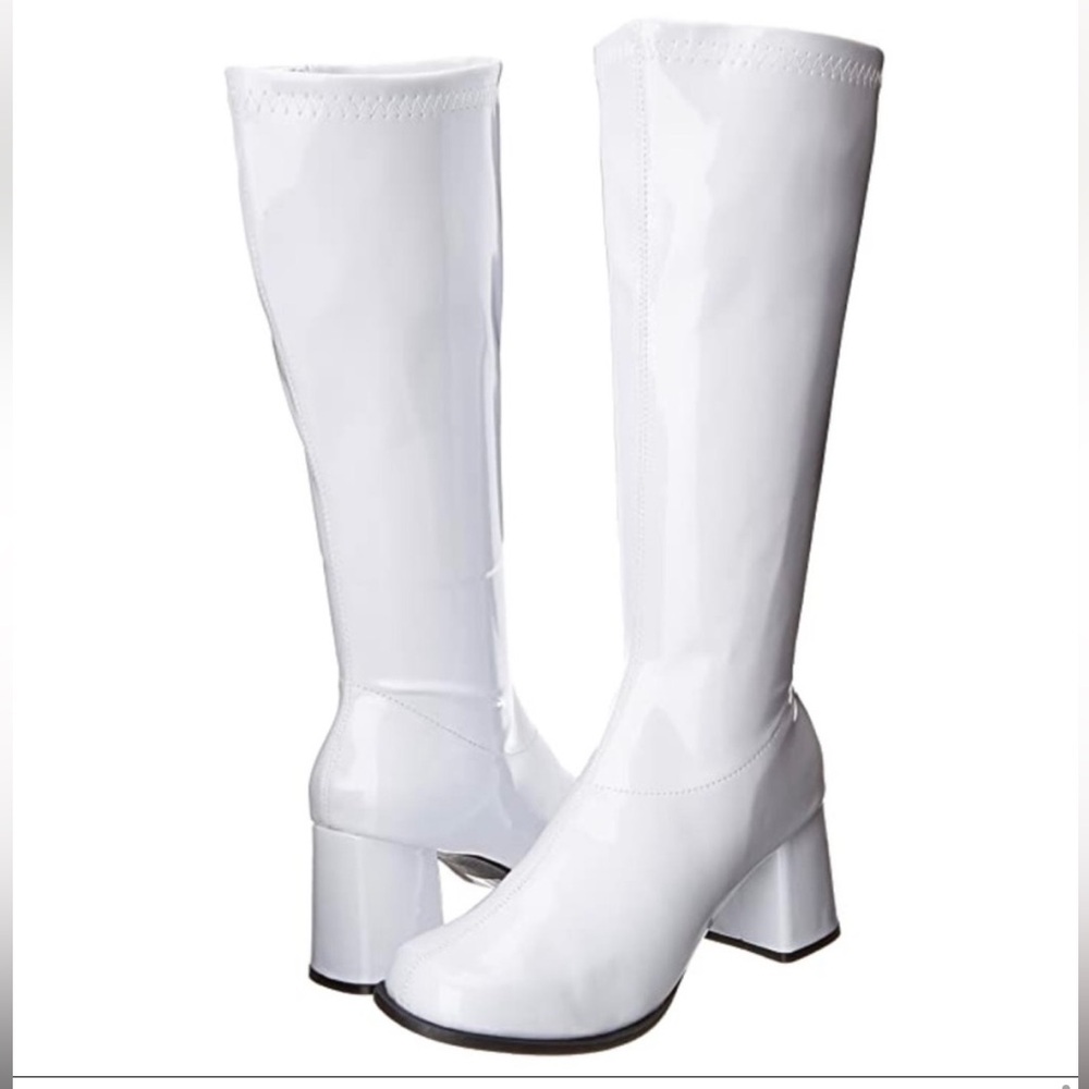 🌹 Ellie 1970s Style Go-Go Boots Size 9 White